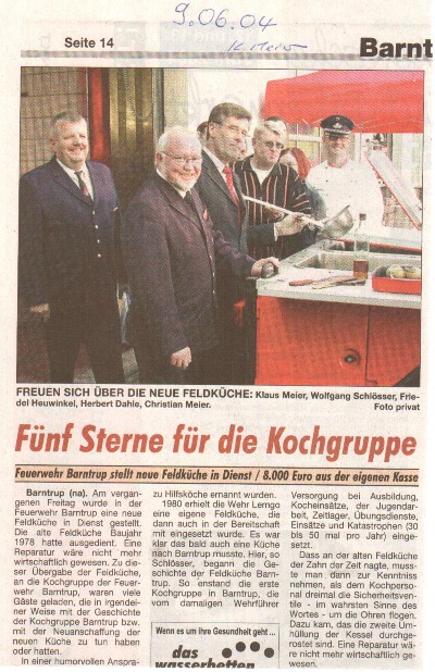 &Uuml;bergabe Feldk&uuml;che